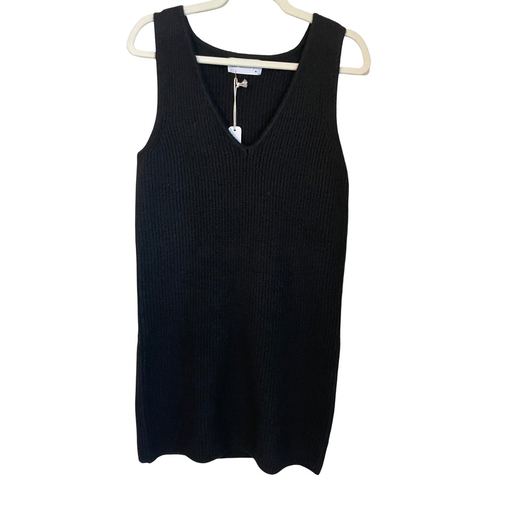 Self‎ Contrast Anthropologie Size M Black Ribbed Knit Dress Minimalist
